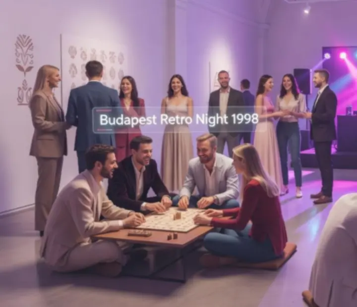 Vendégek szórakoznak egy Nightlife Programs eseményen, hangulatos fények között.